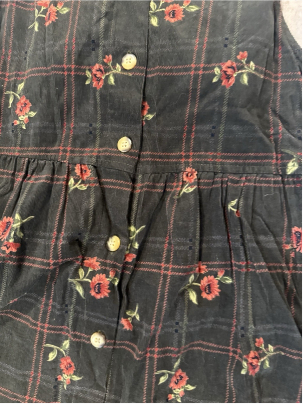 VTG 90’s Capacity Corded Floral Full Button maxi Dress Jumper cotton M NWT - Picture 3 of 6
